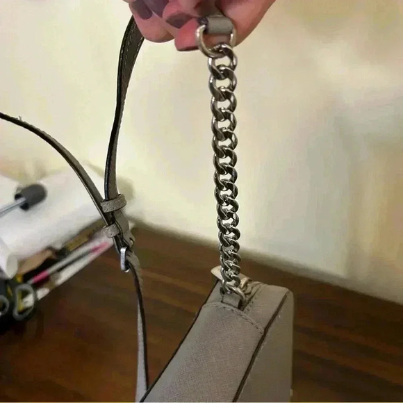 Michael Kors Jet Set Saffiano Leather Crossbody Bag Grey - Picture 8 of 15